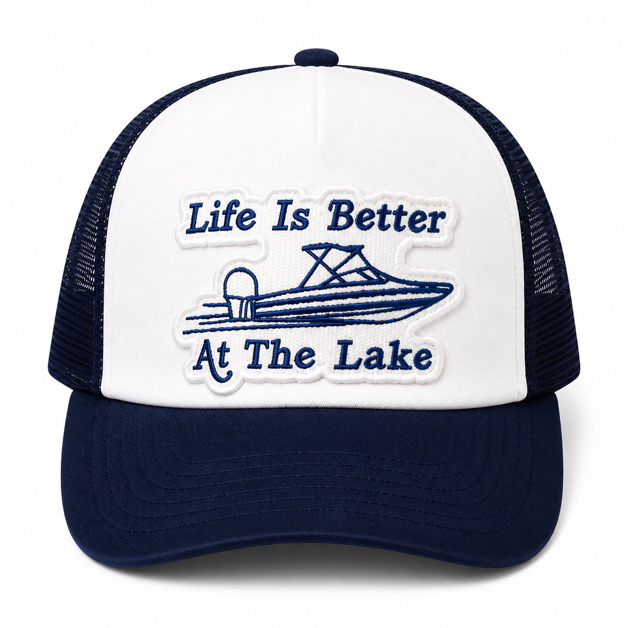 Life Is Better At The Lake Navy Trucker Hat
